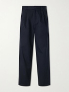 A.P.C. - Ricky Straight-Leg Pleated Organic Cotton Trousers - Blue