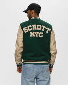 Schott Nyc Varsity Col Rib Cuir / Laine Green/Beige - Mens - College Jackets
