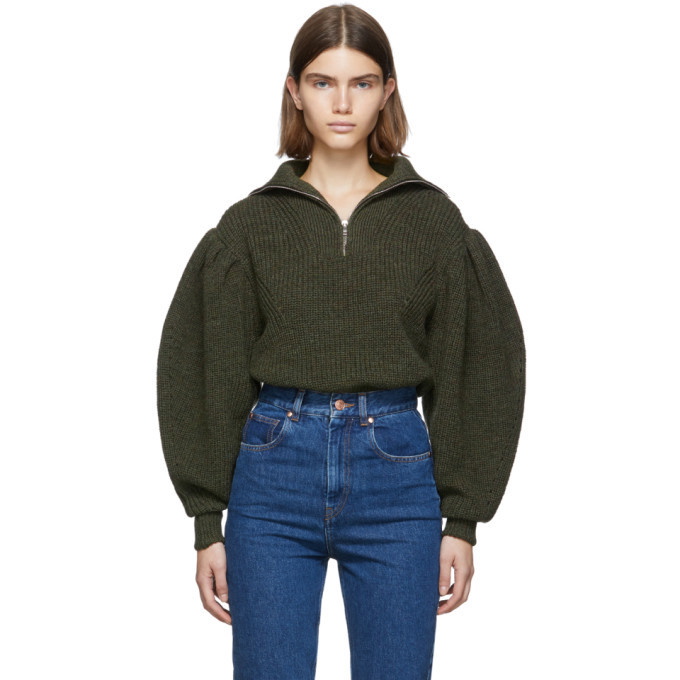 Isabel Marant Green Half-Zip Sweater Isabel