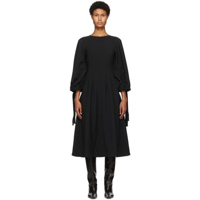 Photo: Edit Black Drawcord Mid-Length Dress