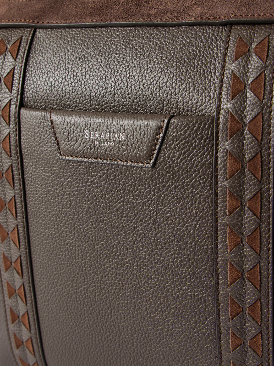 Serapian - Suede-Trimmed Full-Grain Leather Briefcase