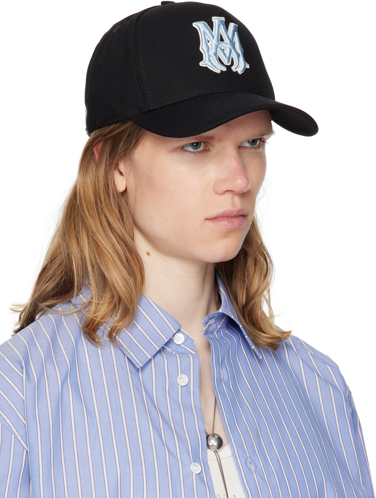 AMIRI Black MA Outline Canvas Cap Amiri