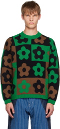 Kenzo Green Kenzo Paris Boke Flower Checkerboard Sweater