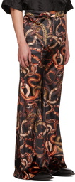 LU'U DAN Black Snake Print 70's Bellbottom Trousers