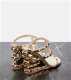 Valentino Garavani Rockstud metallic leather wedge sandals