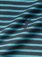 SAINT LAURENT - Dégradé Striped Cotton-Jersey T-Shirt - Blue