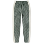 Lacoste Men's Geometric Monogram Track Pant in Green/Wood Shaving