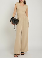 Joseph Nour Wide-leg Satin-twill Trousers Beige