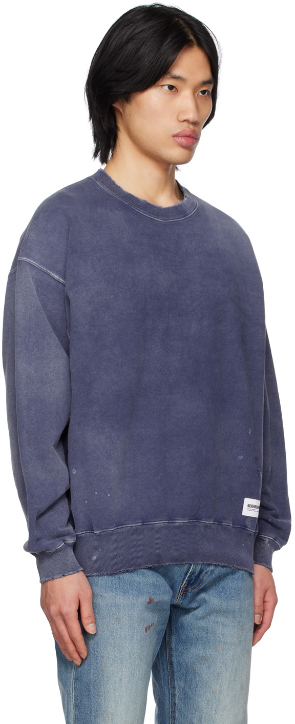 トップス neighborhood DAMAGE SWEATSHIRT LS Neighborhood Navy Damage Sweatshirt Neighborhood