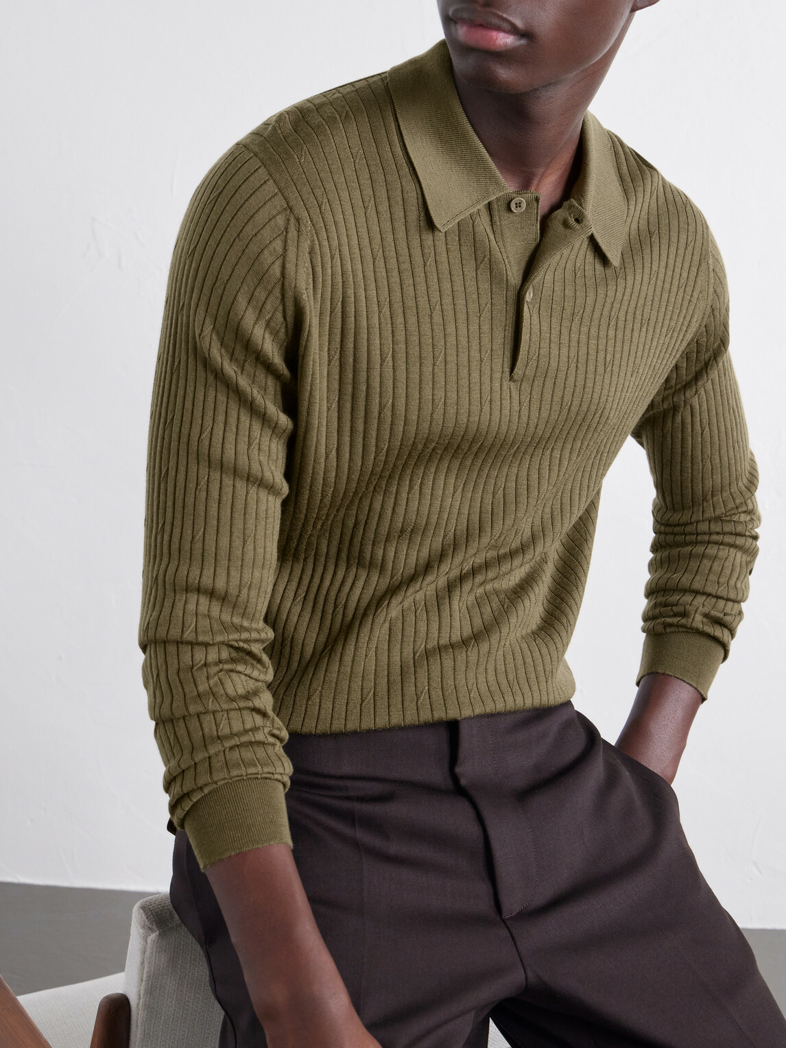 John Smedley - Hodson Ribbed Merino Wool Polo Shirt - Green