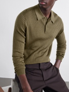 John Smedley - Hodson Ribbed Merino Wool Polo Shirt - Green