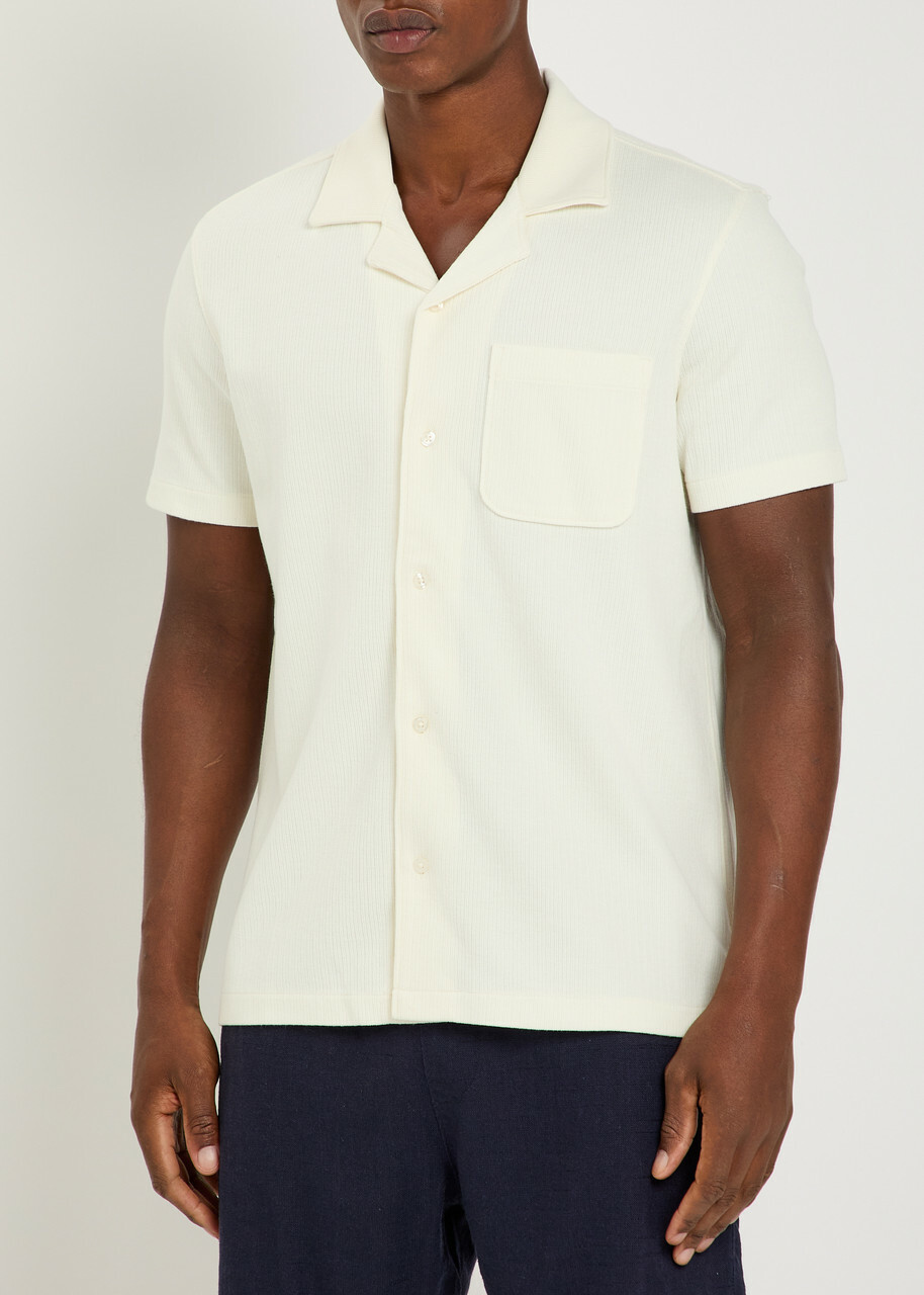 Paige Oliver Ribbed Cotton-blend Shirt Ecru