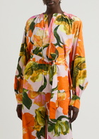 Stine Goya Vianna Floral-print Belted Blouse Orange