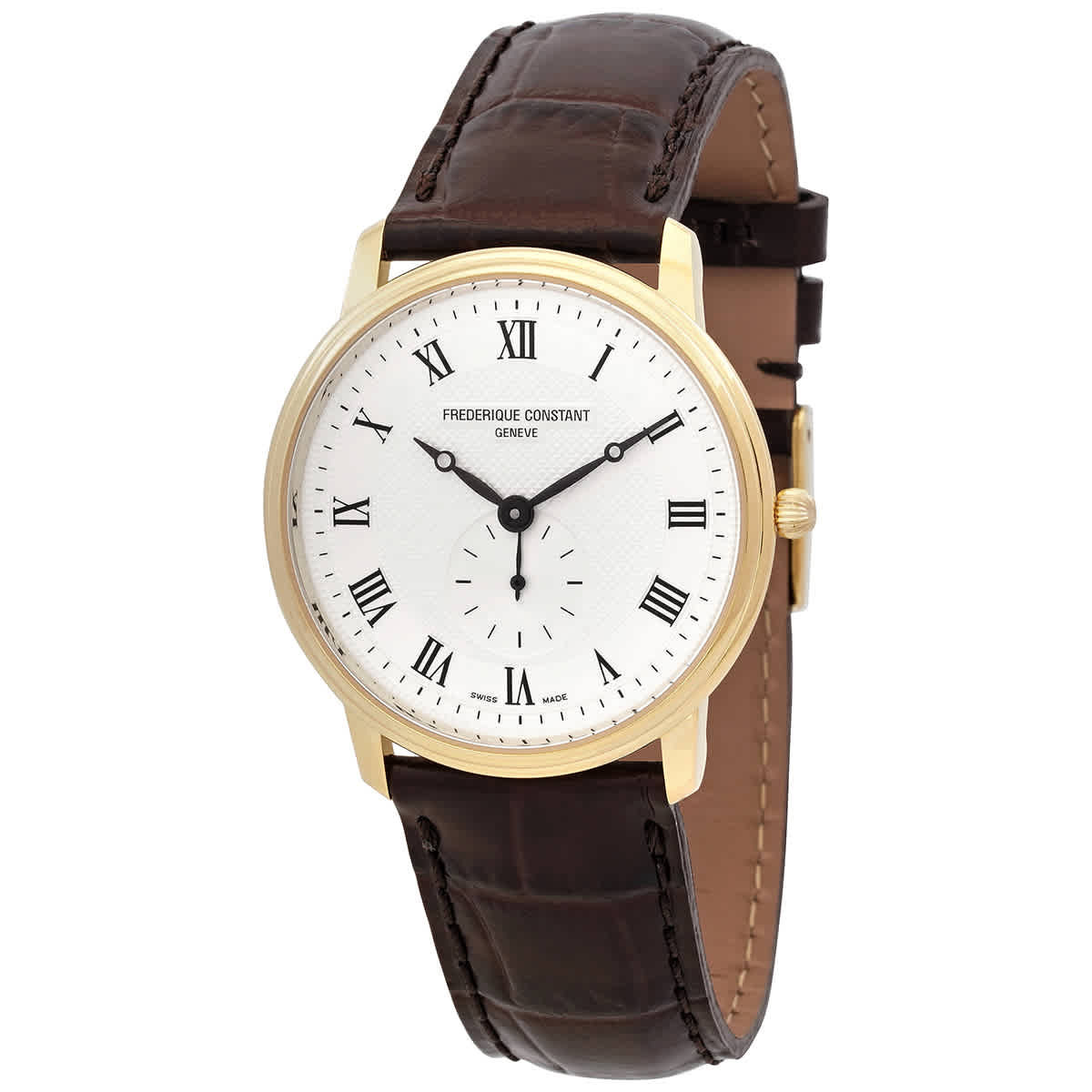 Frederique Constant Slim Line Silver Dial Gold-Plated Unisex Watch 235M4S5