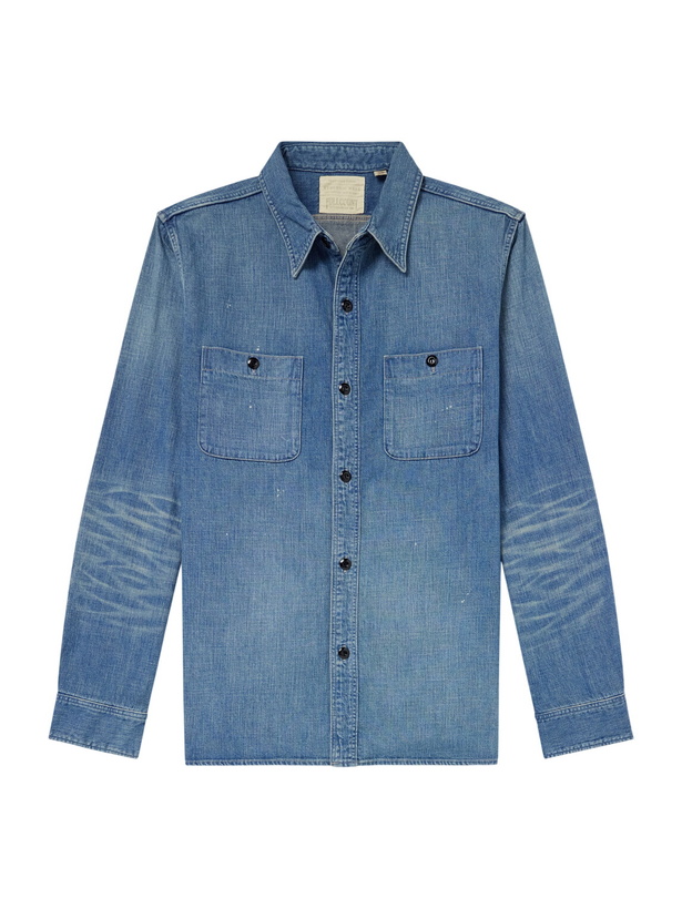 Photo: FULLCOUNT - Distressed Denim Shirt - Blue