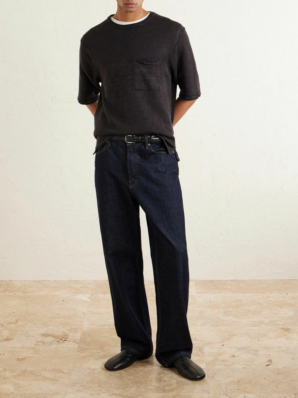 Photo: Inis Meáin - Knitted Linen T-Shirt - Brown
