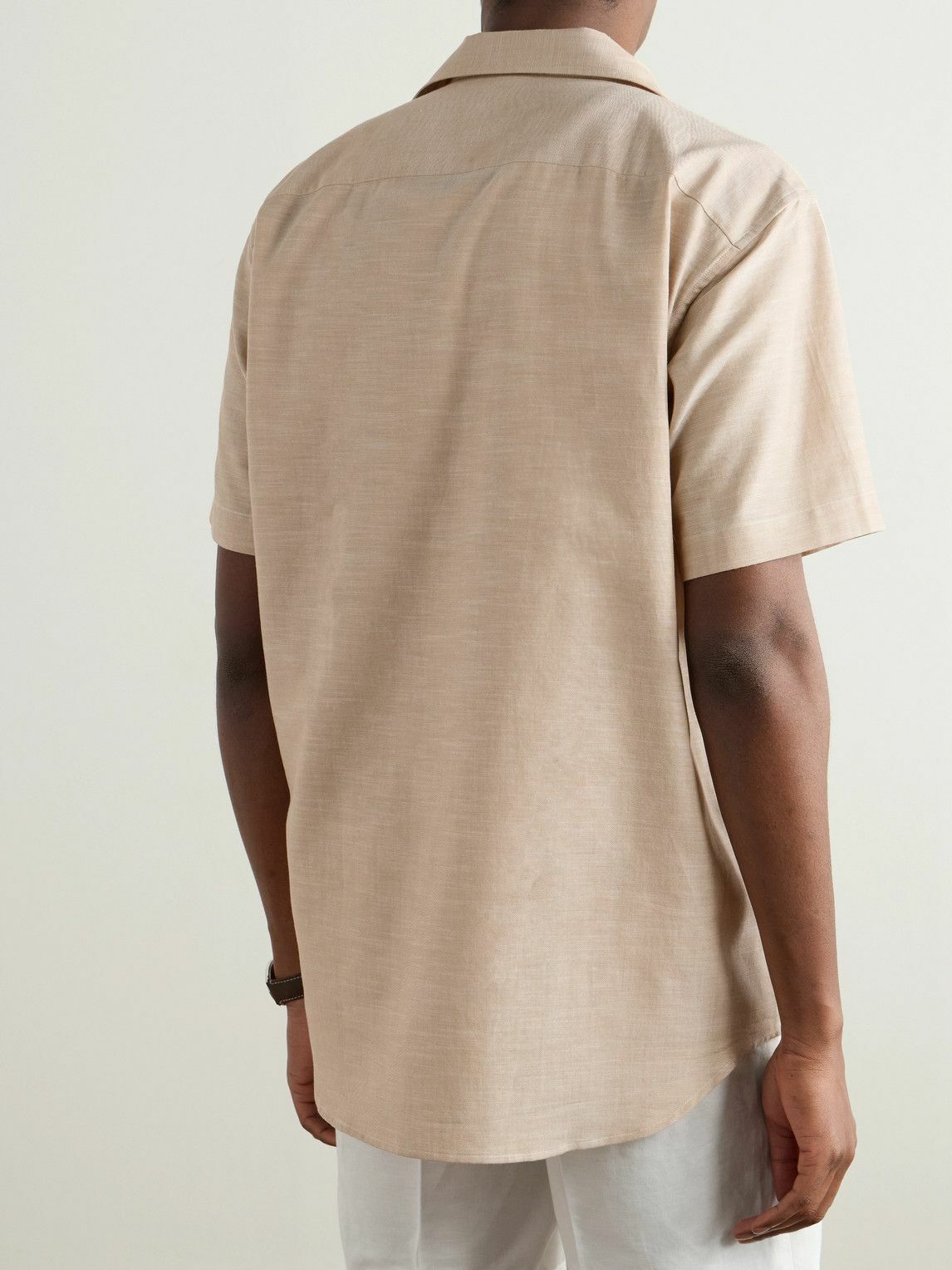 Brioni - Camp-Collar Cotton Shirt - Neutrals