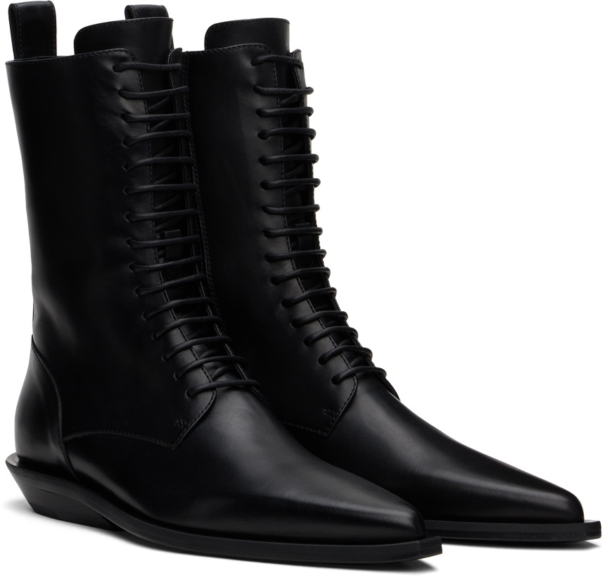 Ann Demeulemeester Black Ise Pointy Micro Heel Lace-Up Boots