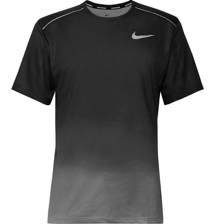 Photo: Nike Running - Miler Printed Dri-FIT Mesh T-Shirt - Gray