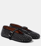Alaïa Crystal-embellished suede ballet flats