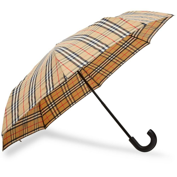 Photo: Burberry Men's Trafalgar Check Folding Umbrella in Archive Beige