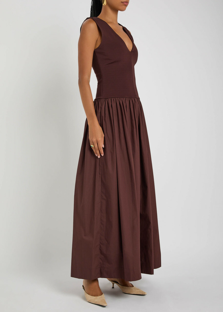 Esse Studios Cotton and Jersey Midi Dress Brown