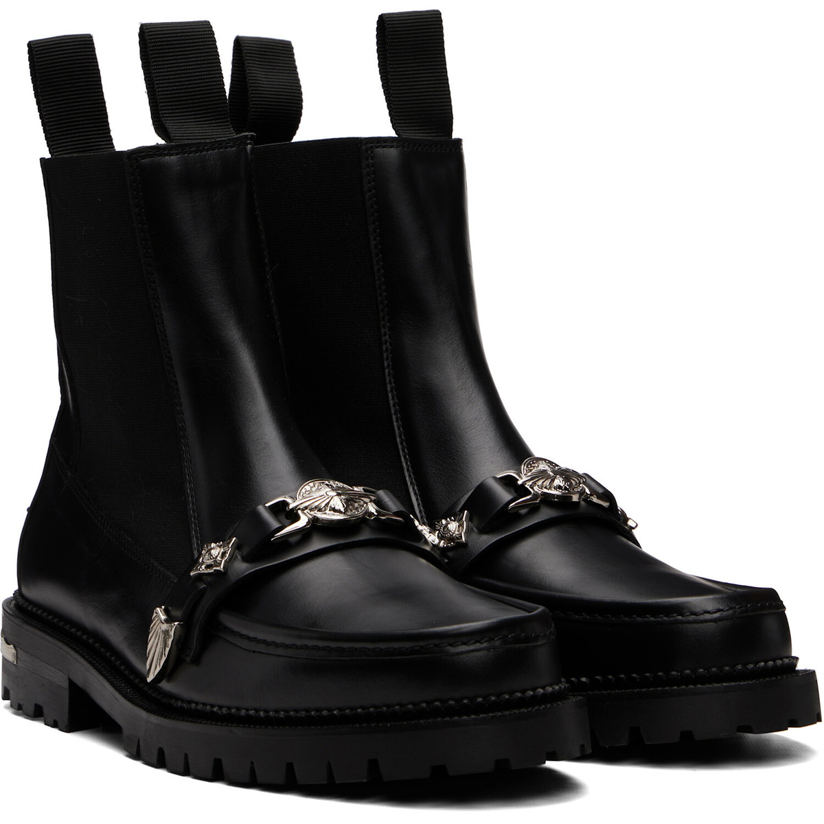 Toga Virilis Black Hard Leather Chelsea Boots