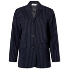 Soulland Women's Penelope blazer in Navy Pinstripes