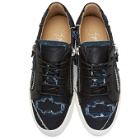 Giuseppe Zanotti Blue and Black Denim Frankie Sneakers
