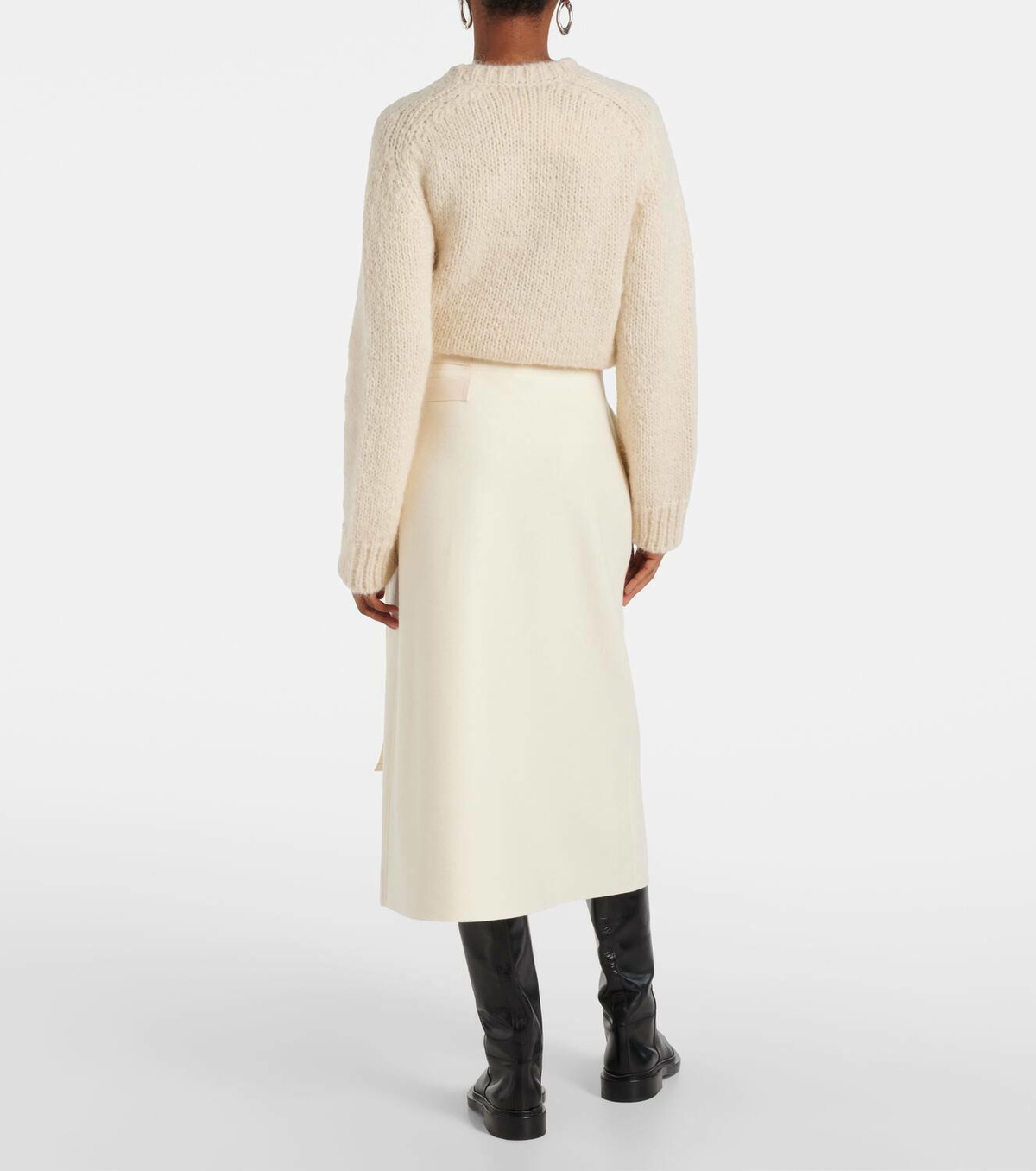 スカート JIL SANDER Embossed cotton skirt White J02MA0174J20138 JIL SANDER Tiered cotton-twill and cotton-poplin midi skirt