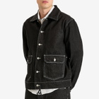 Pop Trading Company Men's Full Button Denim Jacket in Black Denim