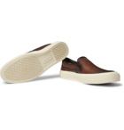 TOM FORD - Cambridge Burnished-Leather Slip-On Sneakers - Brown