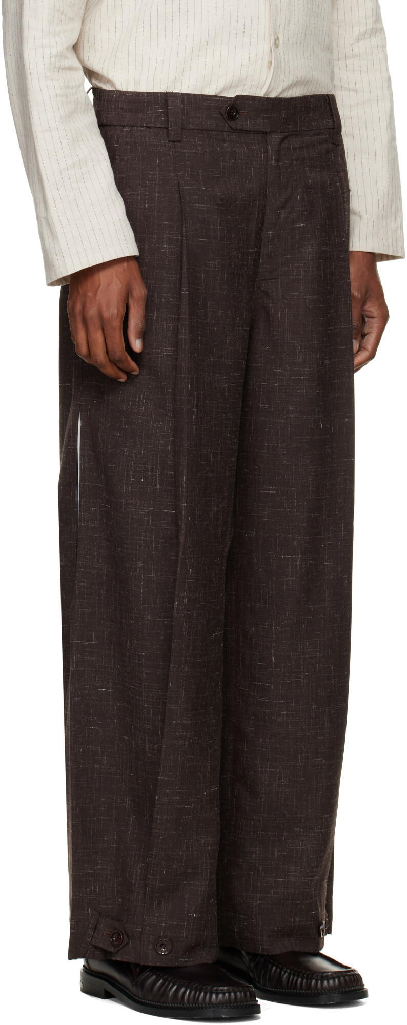 NULLUS Brown Layered Folded Trousers