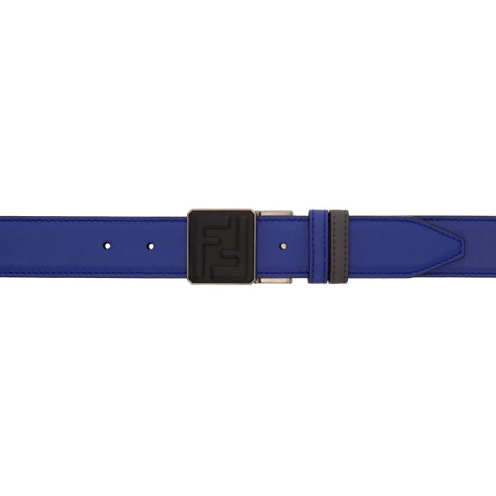 Photo: Fendi Reversible Grey and Blue Signature Logo Belt