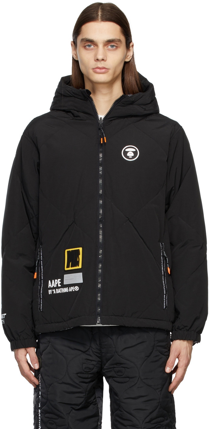 AAPE by A Bathing Ape Reversible Black & Grey Camo Down Jacket