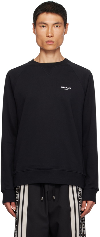 Photo: Balmain Black Flocked Sweatshirt