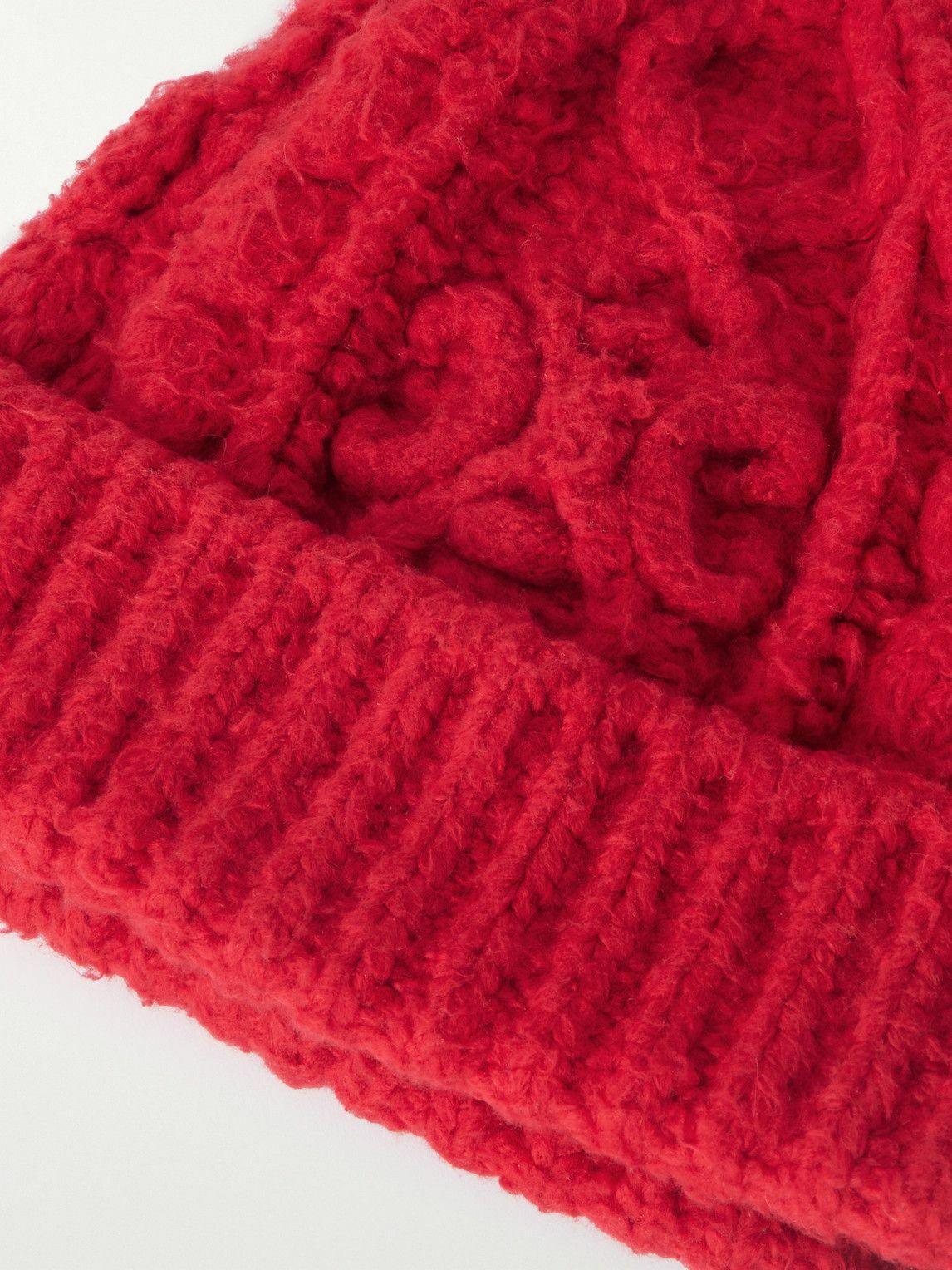 CELINE - Cable-Knit Brushed Cotton-Blend Beanie
