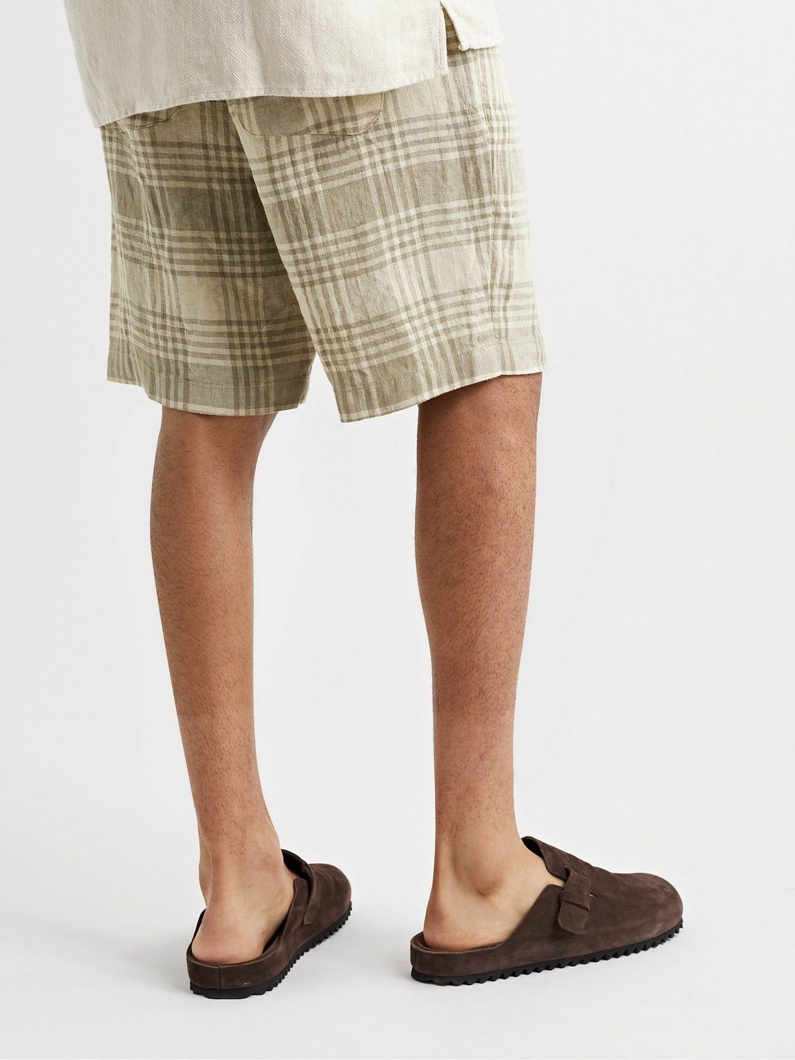 Oliver Spencer - Osborne Straight-Leg Checked Organic Linen Shorts