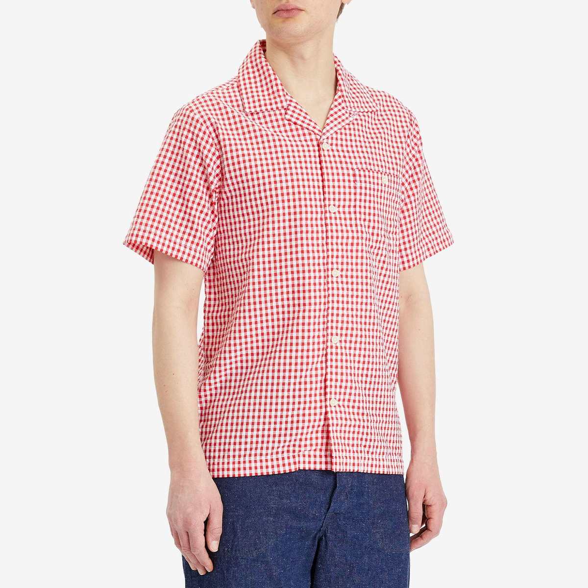 Dubbleware Men's Quincy Seersucker Vacation Shirt in Red