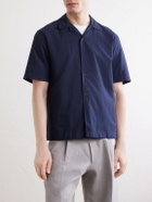 Sunspel - Camp-Collar Textured-Cotton Shirt - Blue