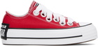 Converse Red Chuck Taylor All Star Lift Platform Sketch Low Top Sneakers