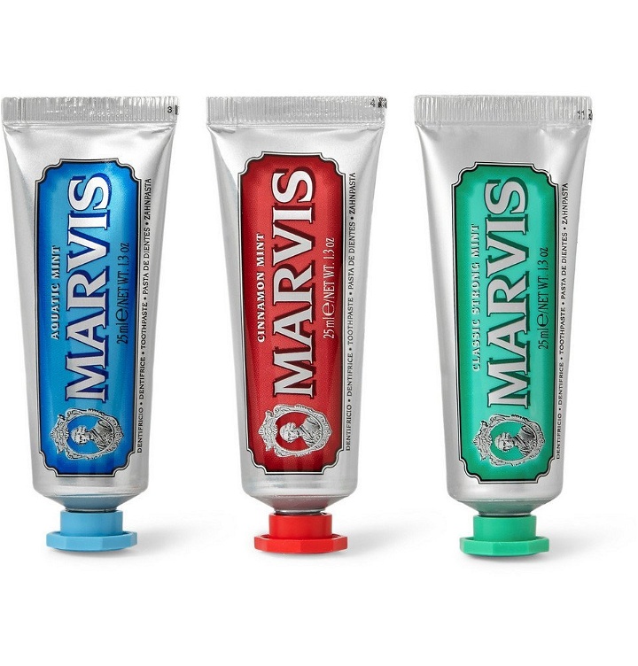 Photo: Marvis - Classic Strong Mint, Aquatic Mint and Cinnamint Toothpaste, 3 x 25ml - Men - Silver