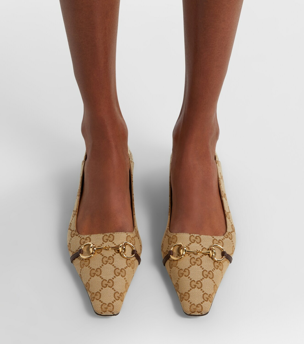Gucci Vittoria Horsebit GG Canvas ballet flats