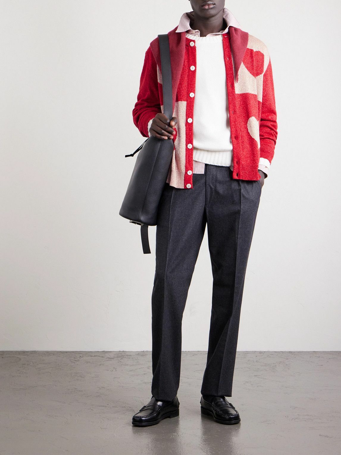 BODE - Hearts Lamé Cardigan - Red