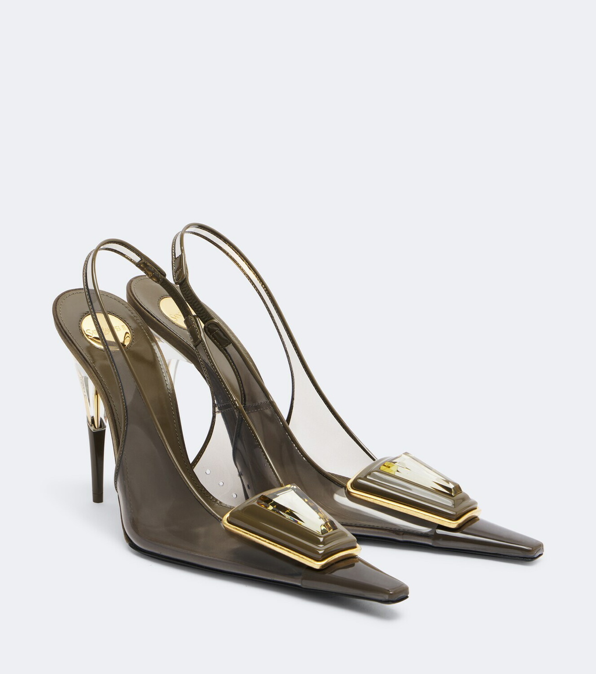 Saint Laurent Sibyl leather-trimmed TPU slingback pumps