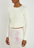 Loveshackfancy Rogan Pointelle-knit Cropped Cardigan Ivory
