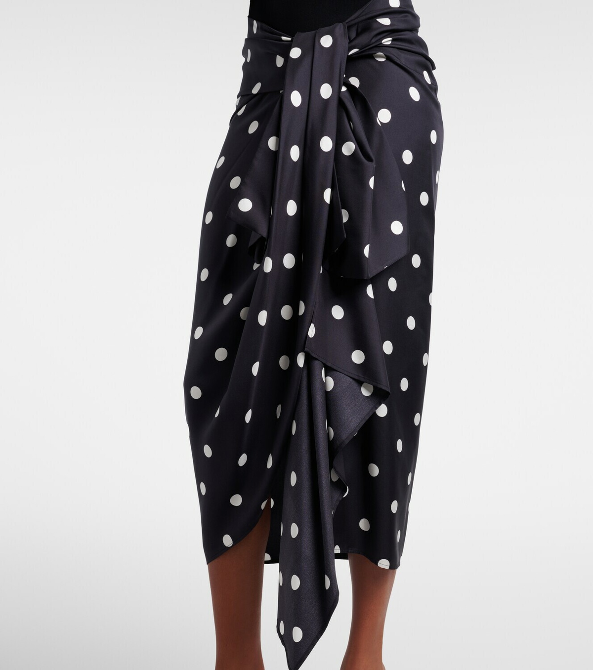 Sportmax Polka-dot silk satin wrap skirt