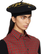 Vivienne Westwood Black 'Open 24 Hours' Beret