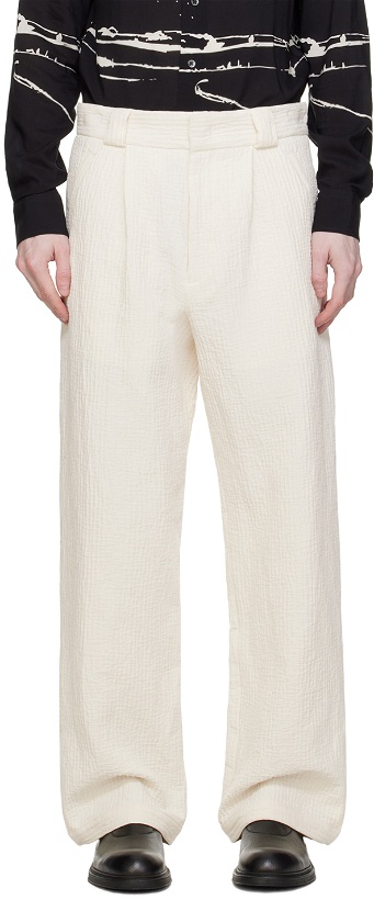 Photo: Emporio Armani Off-White Pleated Trousers