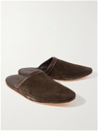 Paul Smith - Striped Leather-Trimmed Suede Slippers - Brown